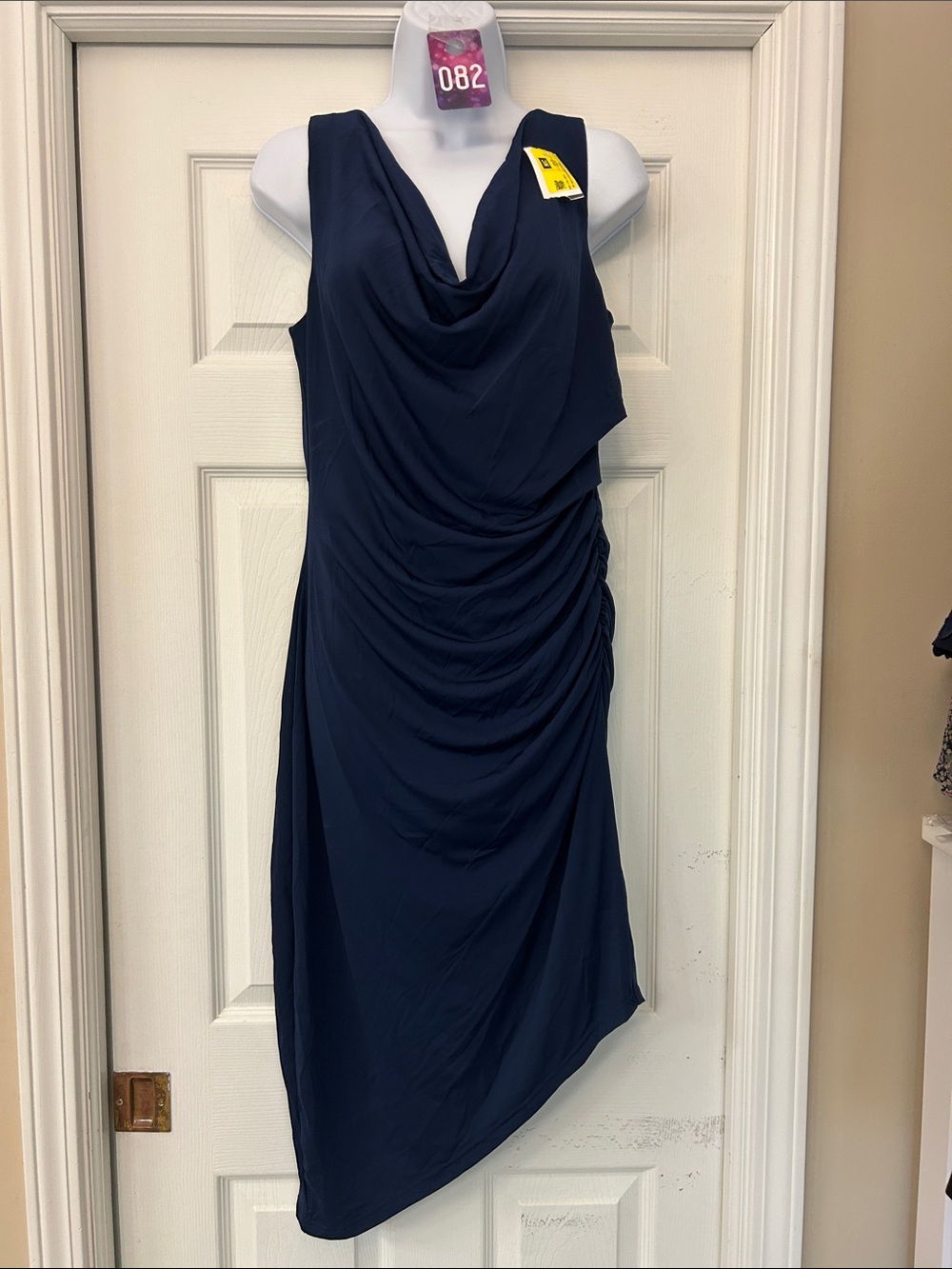 Sam Edelman Navy Asymmetrical Cowl Neck Dress